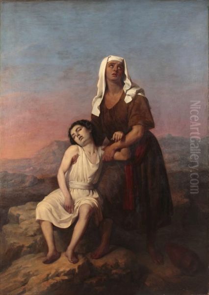 Agar e Ismael en el desierto Oil Painting by Antonio Maria Esquivel