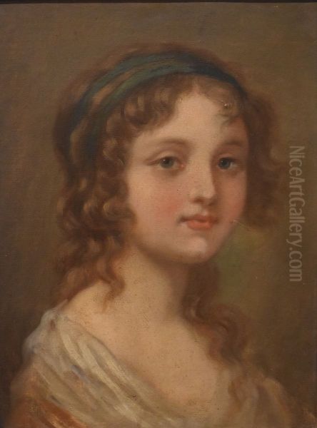 Tete de jeune fille Oil Painting by Jeanne-Philiberte Ledoux