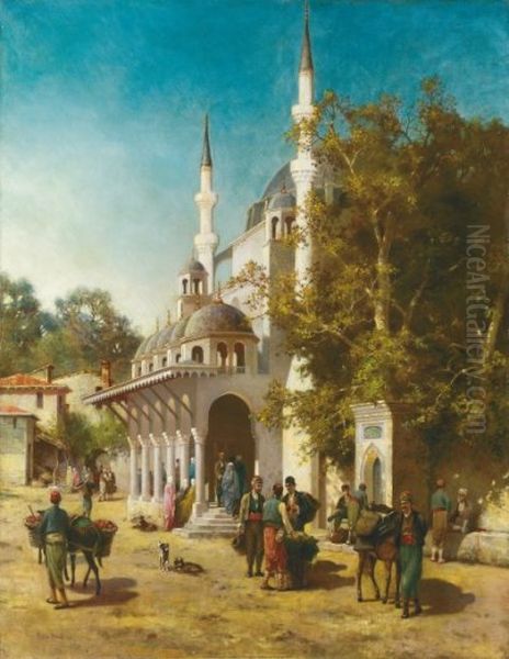 Entree de la mosquee. Constantinople. Oil Painting by Fabius Brest