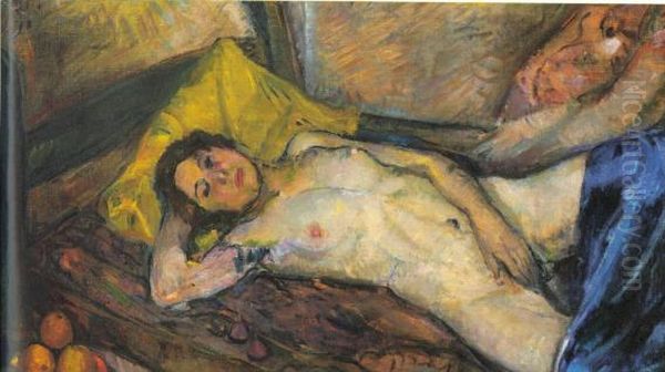 Reclining female nude Oil Painting by Anton Faistauer