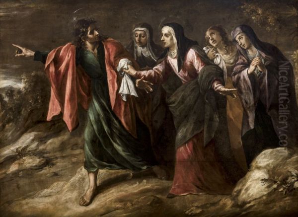 La Virgen con las Tres Marias y San Juan camino del Calvario Oil Painting by Juan De Valdes Leal