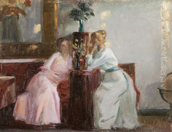 Conversation in the West Room. Oil Painting by Michael Peter Ancher