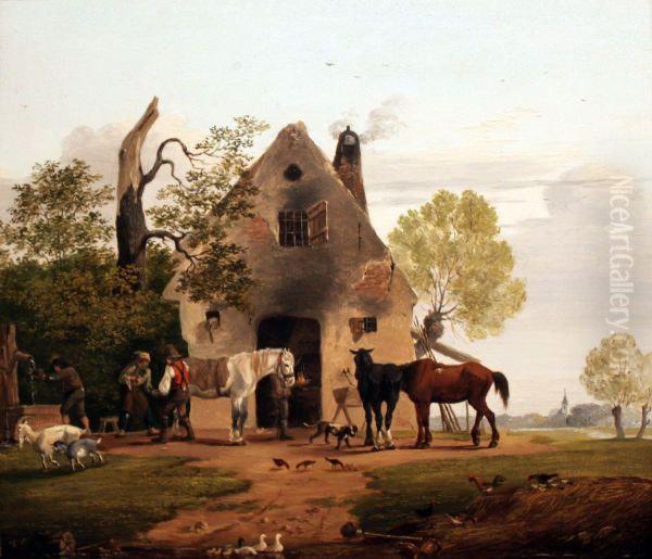 At the forge Oil Painting by Friedrich Gauermann