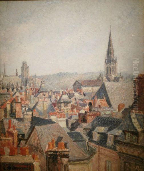 Les toits du vieux Rouen, soleil Oil Painting by Camille Pissarro