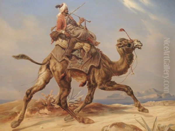 An Arab Bearer of Dispatches Oil Painting by Niels Simonsen