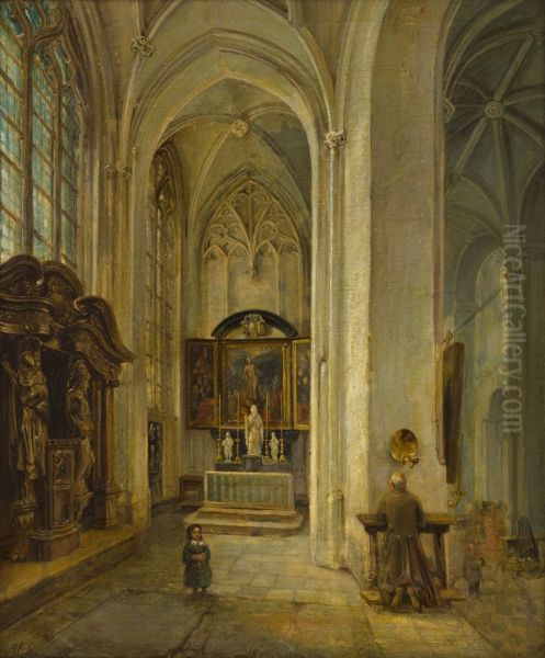 Kapel van Monulphus en Gondulphus Sint-Servaaskerk te Maastricht (noordbeuk) Oil Painting by Alexander Schaepkens