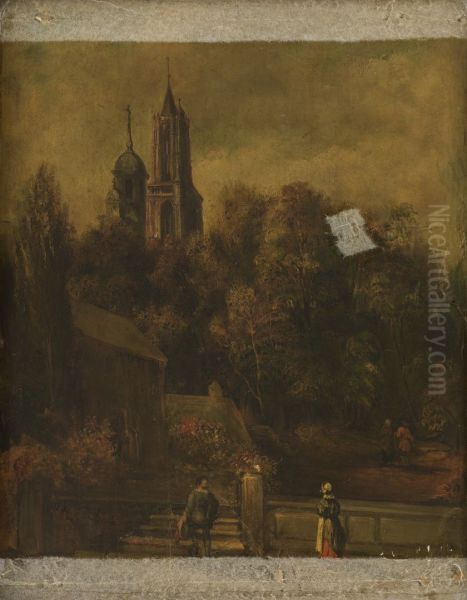 Achterhuis met tuin van het huis van schepen Panhuys, gelegen aan de Lenculenstraat 670, (thans nr.16) te Maastricht Oil Painting by Alexander Schaepkens