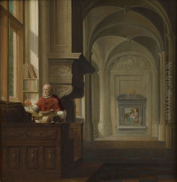 St. Jerome as Doctor of the Latin Church in his study Oil Painting by Hendrik van Steenwijk II