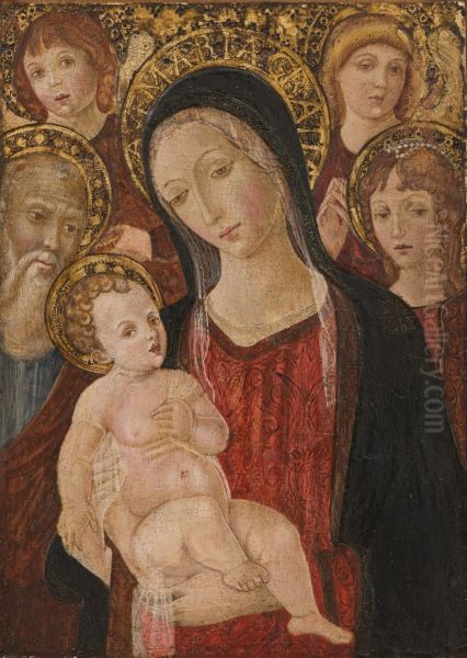 Madonna met heiligen en engelen Oil Painting by Matteo Di Giovanni