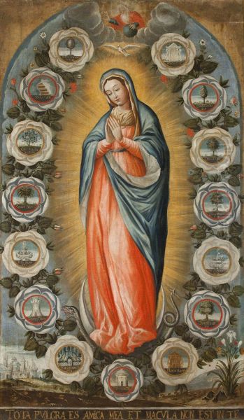 Maria-Immaculata w otoku rozancowym, z fary w Krosnie Oil Painting by unknown