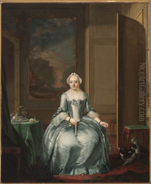 Portret van een Dame, Mevrouw Krook van Harpen. Oil Painting by Hendrik Pothoven