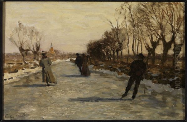 Skating Oil Painting by Willem Bastiaan Tholen