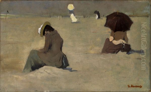 Strandgezicht bij Scheveningen. Oil Painting by Floris Arntzenius