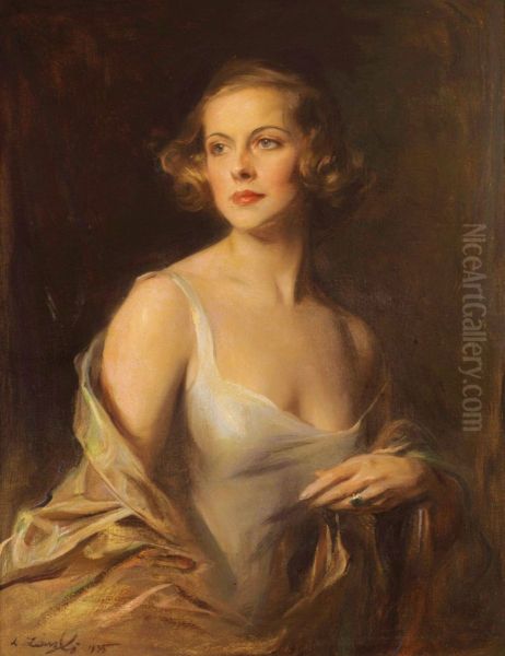 Portrait d'Helene Charlotte de Berquely-Richards (1908-2004) Oil Painting by Philip de Laszlo