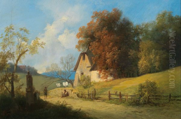 A summer day outdoors Oil Painting by Ignaz Raffalt