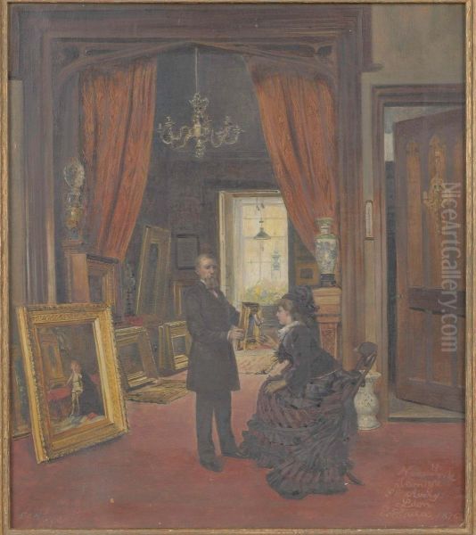 Mr. and Mrs. Samuel Putnam Avery in their gallery Oil Painting by Ignacio Leon y Escosura