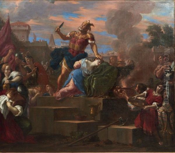 Le Sacrifice de la fille de Jephte Oil Painting by Thomas Blanchet