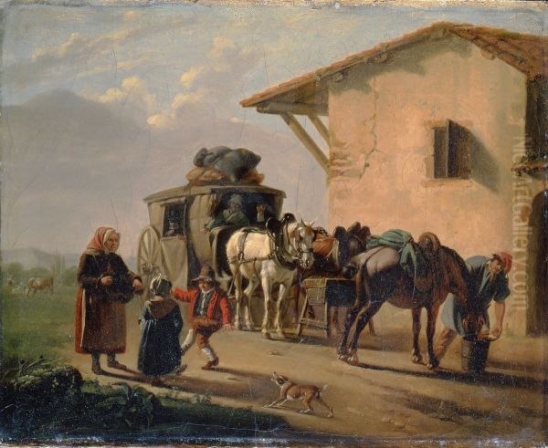 The stage coach Oil Painting by Jean-Francois Bellay