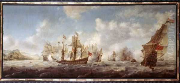 De Zeeslag bij Duins, 21 oktober 1639 Oil Painting by Hendrick Van Anthonissen