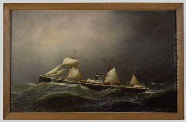 Het ss. Pollux van de Koninklijke Nederlandsche Stoomboot Maatschappij Oil Painting by Antonio Jacobsen