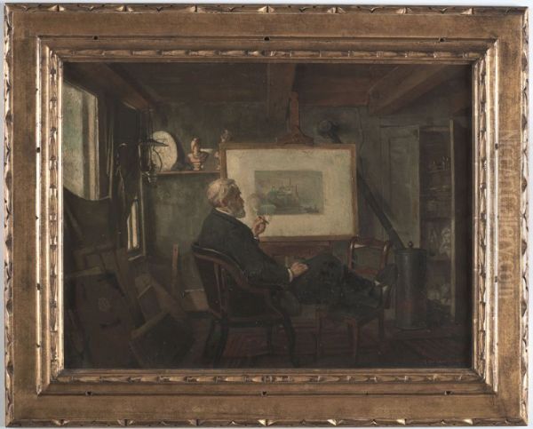 Johan Adolph Rust in zijn atelier Oil Painting by Martin Monnickendam