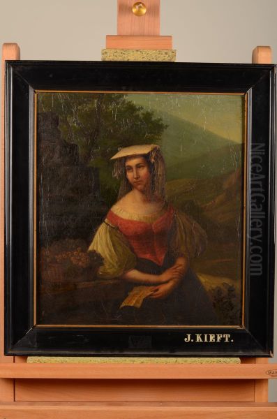 Italiaanse vrouw in landschap Oil Painting by Jan Kieft