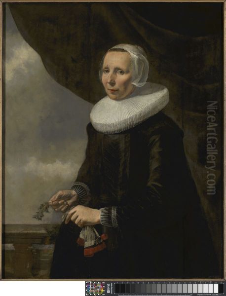 Portret van Aechje Claesdr. Moer (1585-1640) Oil Painting by Caesar Van Everdingen