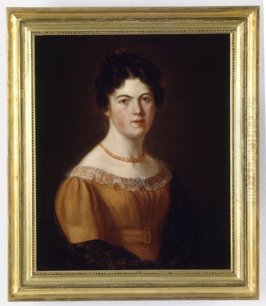 Self portrait of Johanna Aleida Budde (1800-1852) Oil Painting by Johanna Aleida Budde