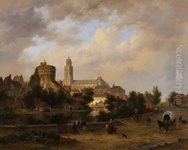 Gezicht op Deventer Oil Painting by Bartholomeus van Hove