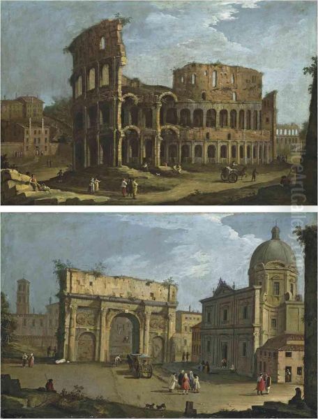 Views Of Rome: The Colosseum; Oil Painting by Bernardo Canal