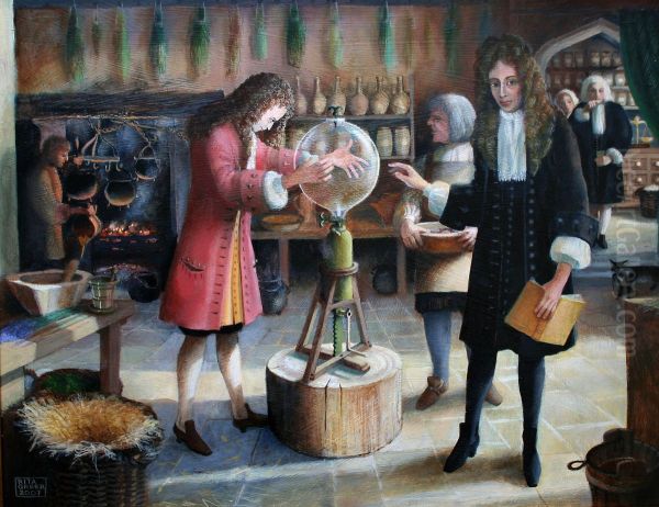 The Scientists Oil Painting by Rita Greer