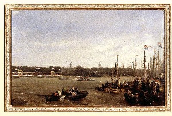 Eerste wedstrijd van de K.N.Y.C in Rotterdam Oil Painting by Charles Rochussen