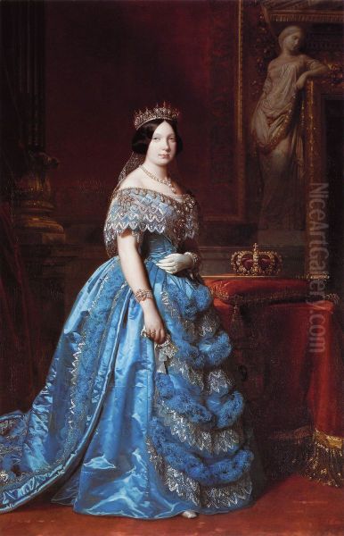 Retrato de la reina Isabel II de Espana (1830-1904) Oil Painting by Federico de Madrazo y Kuntz