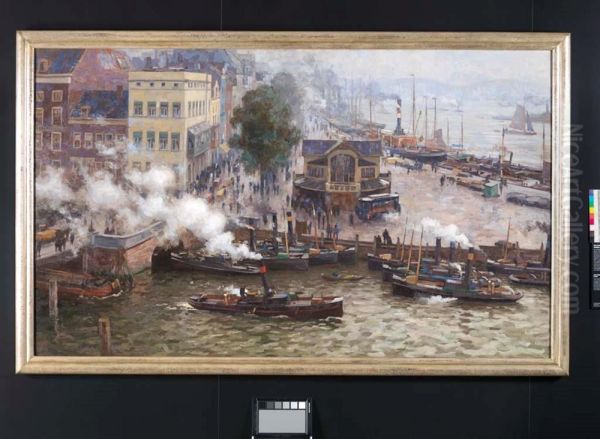 Leuvehaven en de Boompjes te Rotterdam Oil Painting by Victor Gilsoul