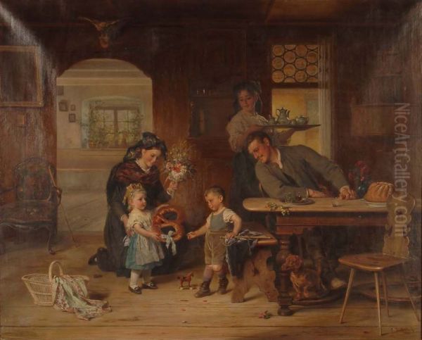 Le jour de naissance Oil Painting by Anton Dieffenbach