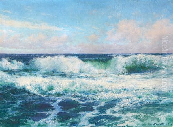 Surf. Oil Painting by Peder Knudsen