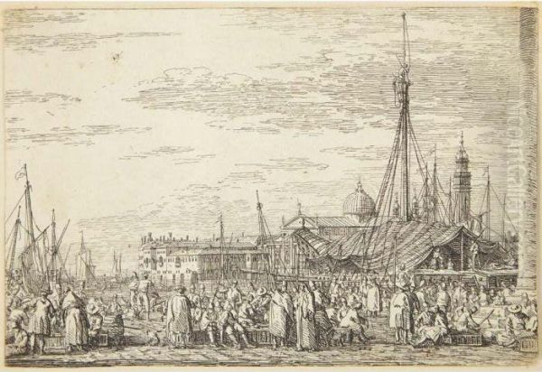 The Market On The Molo Oil Painting by (Giovanni Antonio Canal) Canaletto