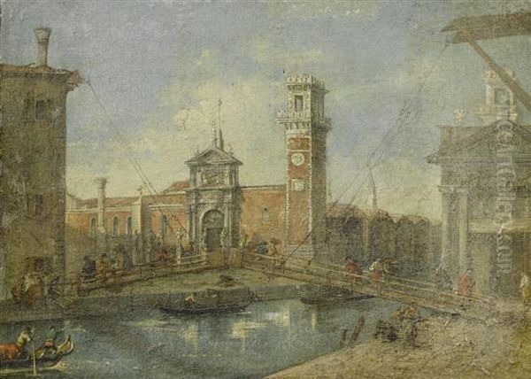 Venetian View Oil Painting by (Giovanni Antonio Canal) Canaletto