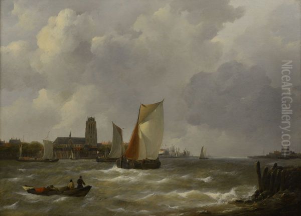 Gezicht op Dordrecht Oil Painting by Johannes Christiaan Schotel