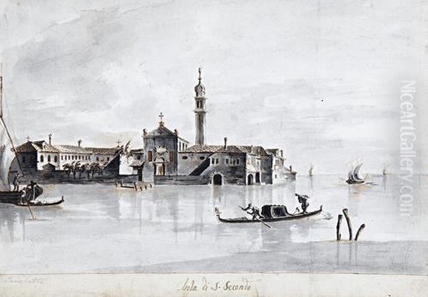 Isola Di S. Secondo Oil Painting by (Giovanni Antonio Canal) Canaletto