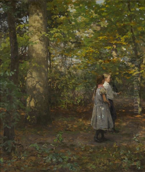 Kinderen in het bos Oil Painting by Willem Bastiaan Tholen