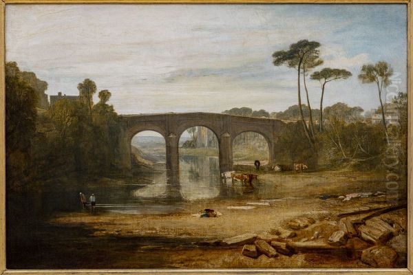 Whalley Bridge and Abbey, Lancashire: Dyers washing and drying cloth Oil Painting by J. M. W. Turner