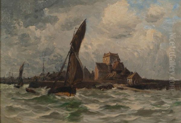 L'Entree du port de Barfleur Oil Painting by Frank Myers Boggs