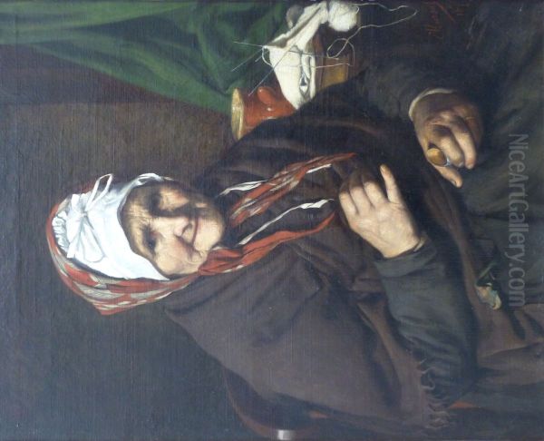 Dona Marioun, bonne vieille femme du peuple Oil Painting by Edouard-Antoine Marsal