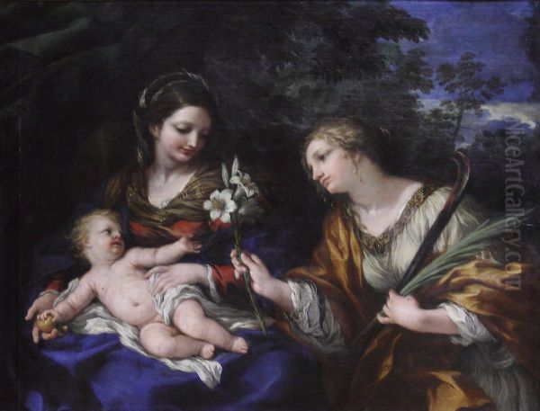 La Vierge, l'Enfant Jesus et Sainte Martine Oil Painting by Pietro da Cortona