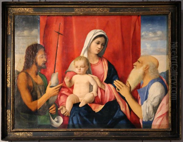 La Vierge et l'Enfant entre saint Jean Baptiste et saint Jerome Oil Painting by Giovanni Bellini