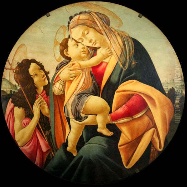 Vierge avec l'Enfant et le petit saint Jean Oil Painting by Sandro Botticelli