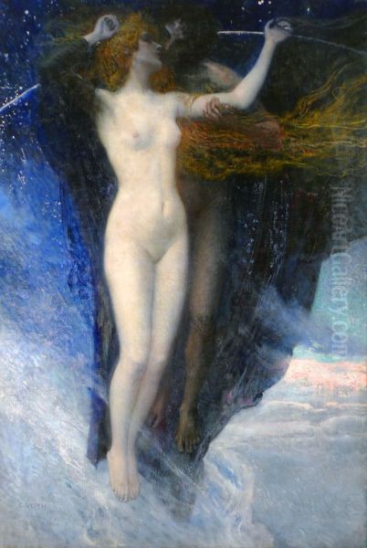 A Finder Oil Painting by Eduard Veith