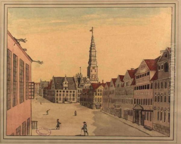 Amagertorv Oil Painting by Johannes Rach