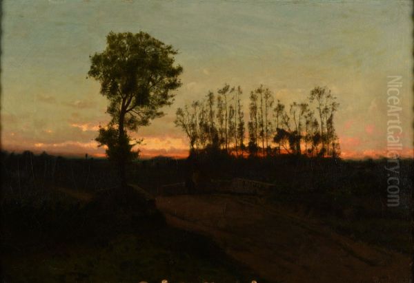 Paysage au crepuscule Oil Painting by Antoine Chintreuil